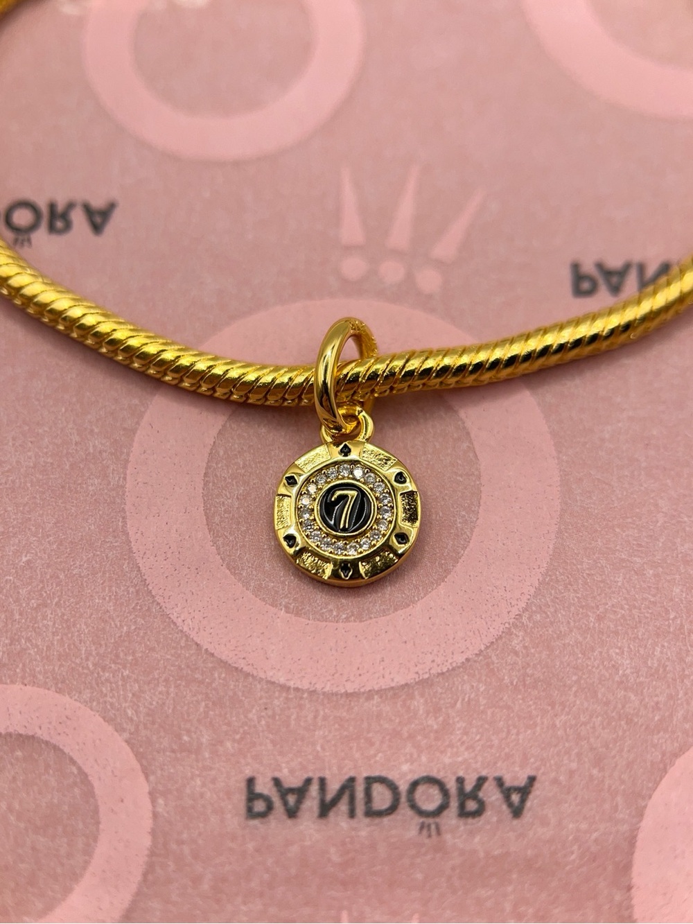 Pandora Gold-Plated Lucky Chip 7 Dangle Charm 763137C01